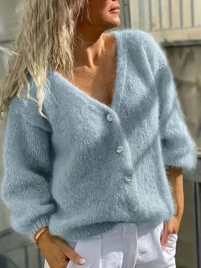 Fabiola | Langärmeliger Strickpullover Mit Knöpfen
