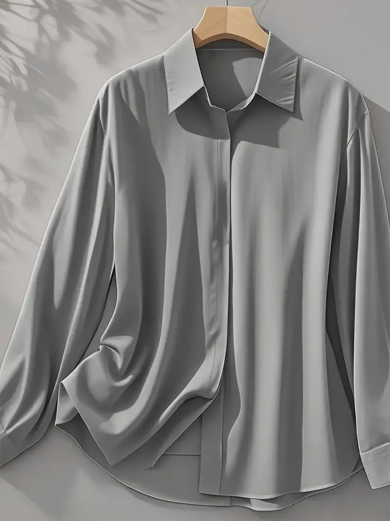 Lotta | Elegantes Langärmeliges Hemd Mit Knopfleiste