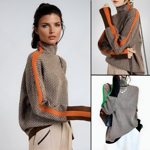 Annieka | Pullover mit hohem Kragen Mélange