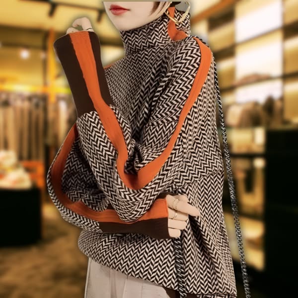 Annieka | Pullover mit hohem Kragen Mélange