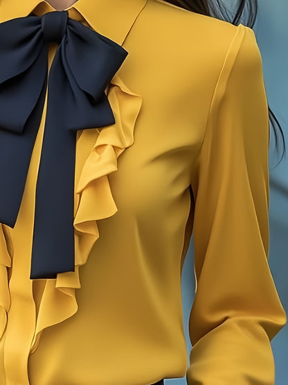 Dana | Langärmelige Bluse Mit Knöpfen Und Rüschenverzierung