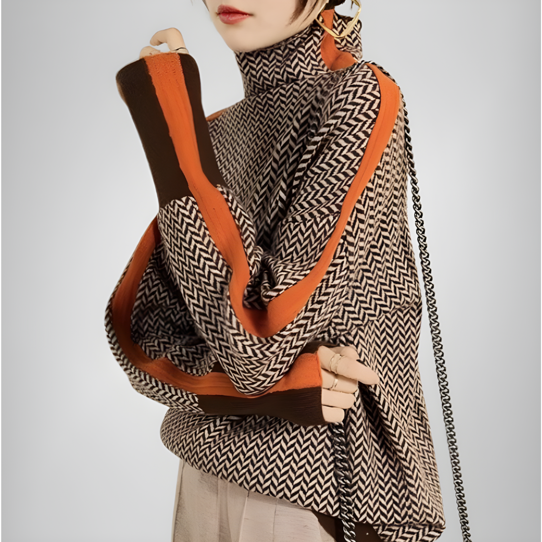 Annieka | Pullover mit hohem Kragen Mélange