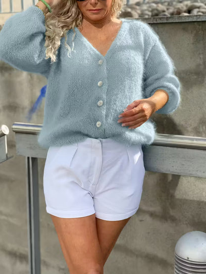 Fabiola | Langärmeliger Strickpullover Mit Knöpfen